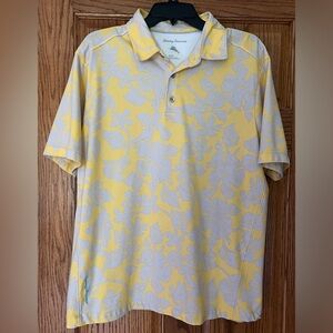 Tommy Bahama Men’s Yellow/Tan Golf Shirt Sz XL